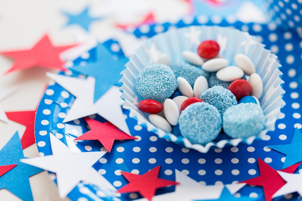 A bowl of candy on top of a table.